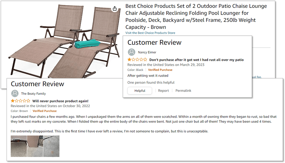 Avoid Steel Outdoor Pool Furniture - Customer Review